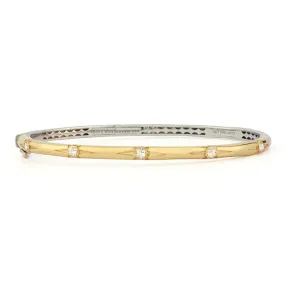 Narrow Two-toned Starburst Diamond Bangle