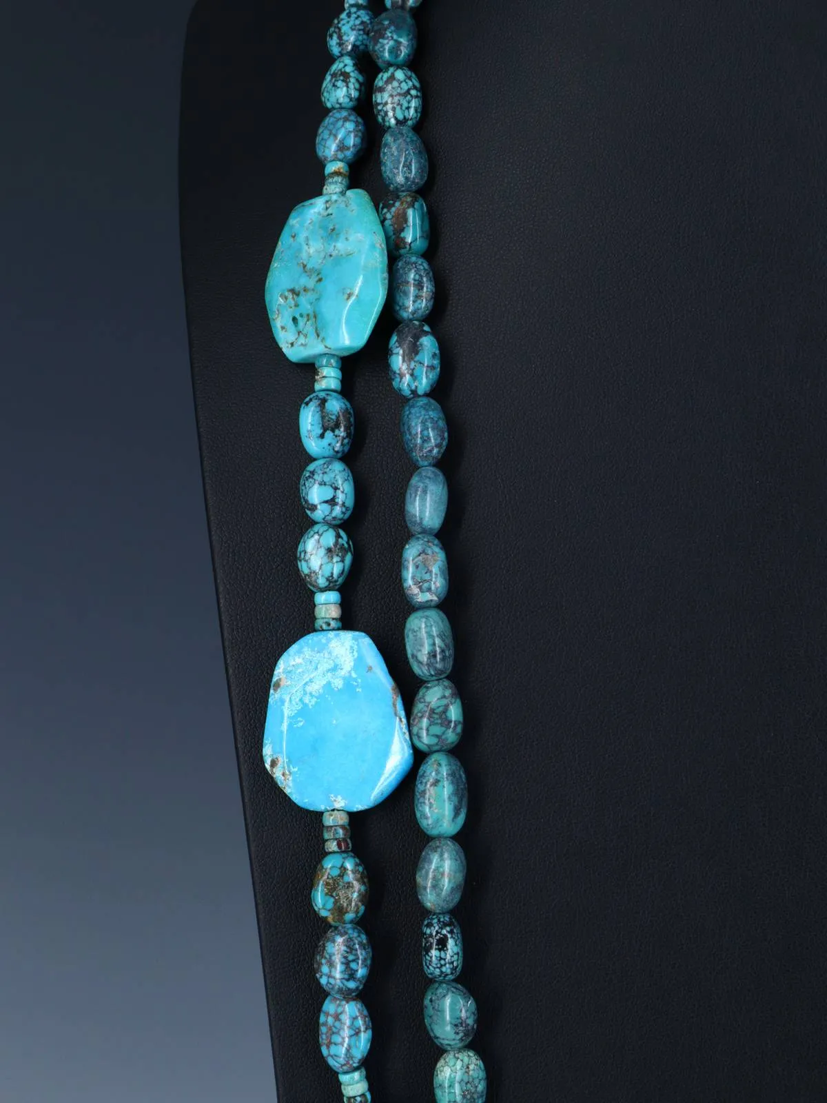 Native American Double Strand Sky Horse Turquoise Necklace