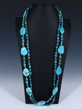 Native American Double Strand Sky Horse Turquoise Necklace