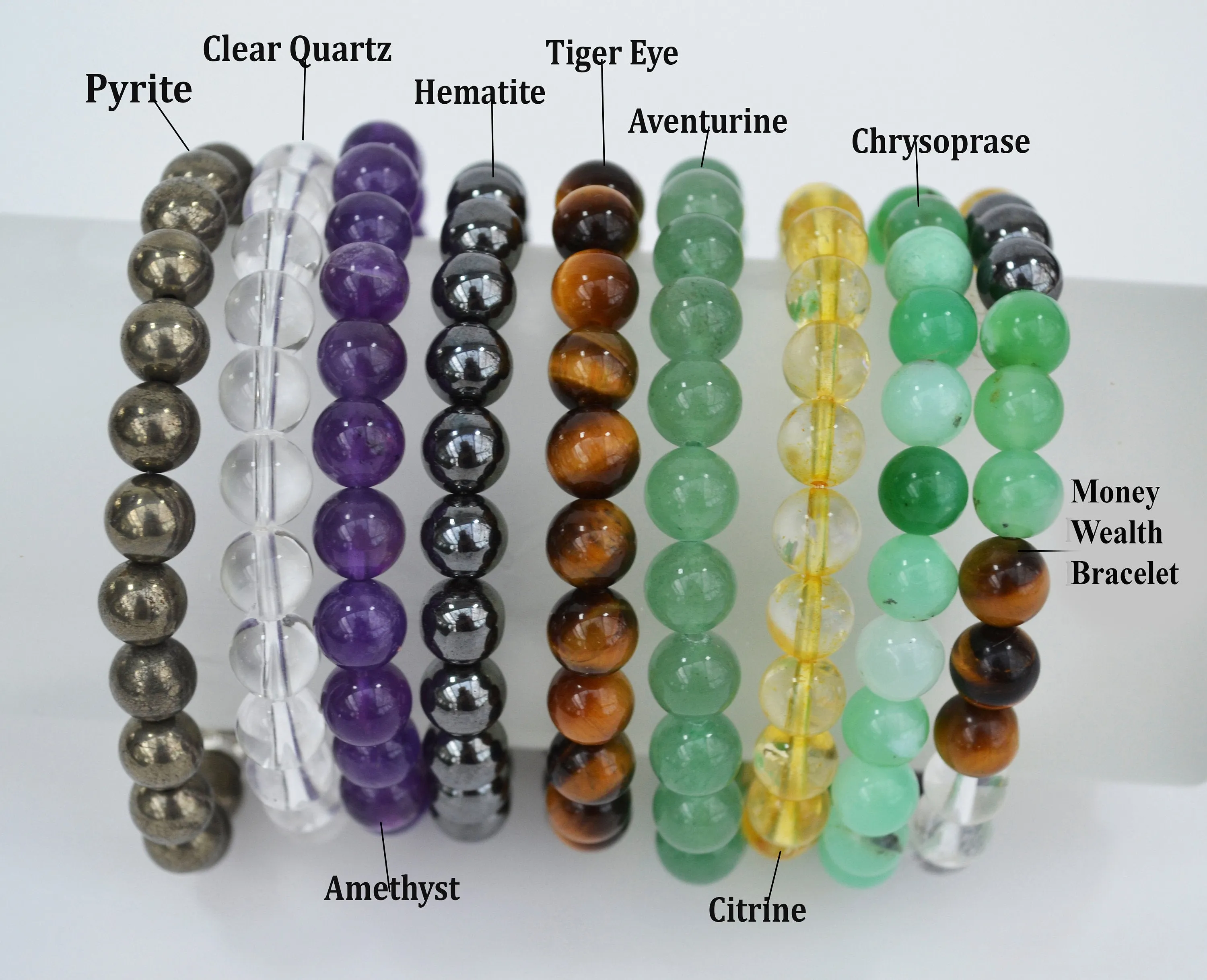 Natural Crystals Stones Bracelet, Handmade Men Women Stretchy Bracelet, Healing Crystal Bracelet, 8mm Round Beads Gemstone Bracelet, Gift