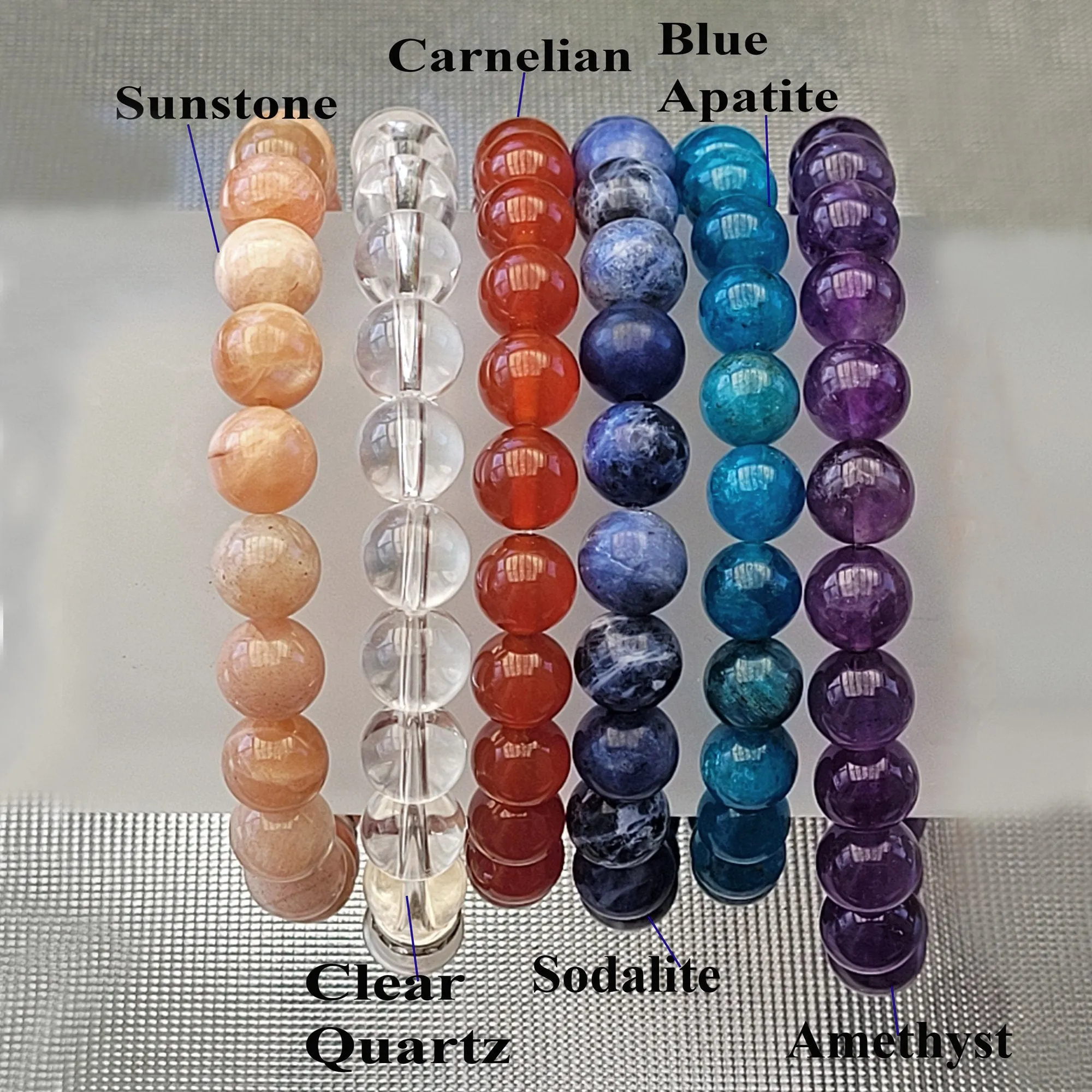 Natural Crystals Stones Bracelet, Handmade Men Women Stretchy Bracelet, Healing Crystal Bracelet, 8mm Round Beads Gemstone Bracelet, Gift