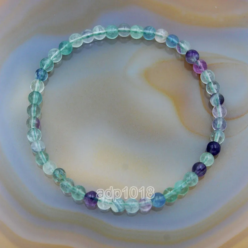 Natural Fluorite Gemstone Beads Stretch Bracelet Healing Reiki