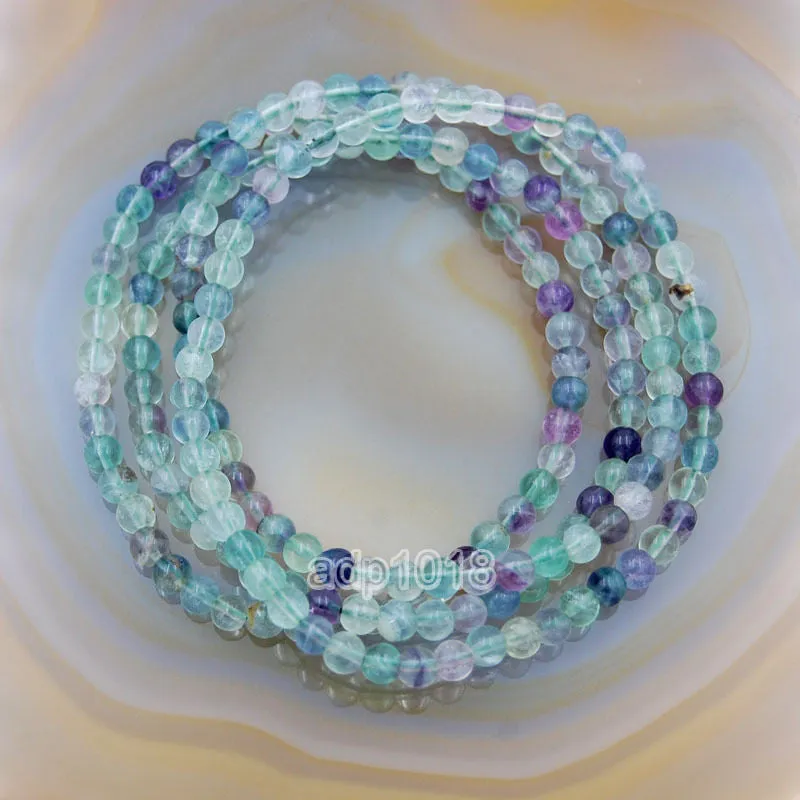 Natural Fluorite Gemstone Beads Stretch Bracelet Healing Reiki