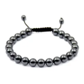 Natural Hematite 8mm Gemstone Healing Power Crystal Adjustable Macrame Bracelet