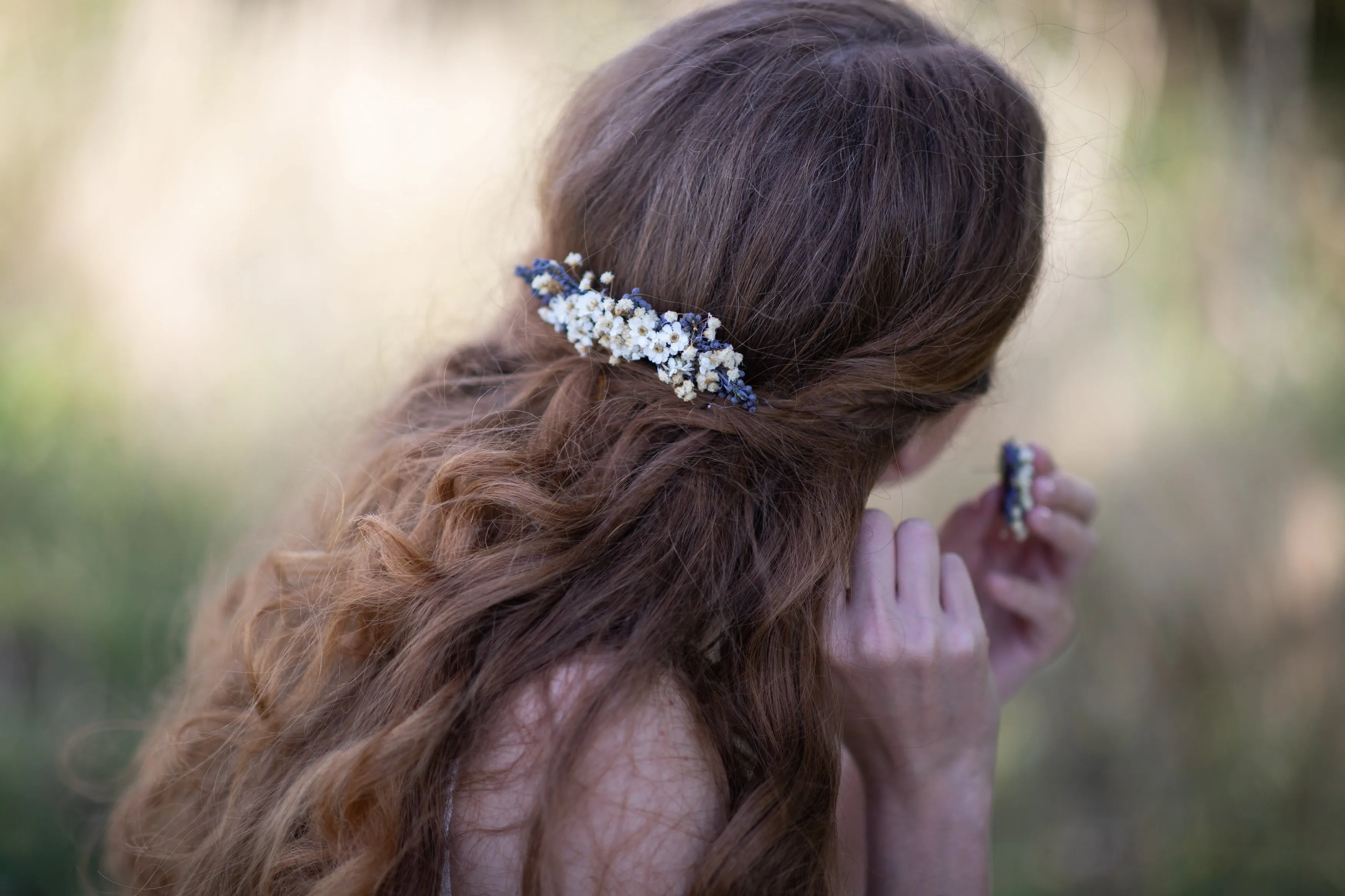 Natural lavender hair comb Violet and white floral comb Magaela Wedding flower comb Hochzeit Bridal comb Hair accessories Baby's breath comb