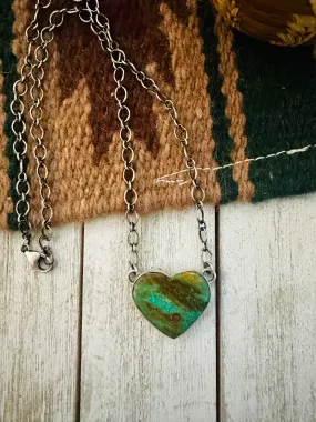 Navajo Sterling Silver & Royston Turquoise Heart Necklace