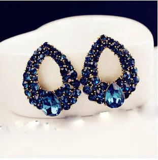 Navy Blue Crystal Stud Earring