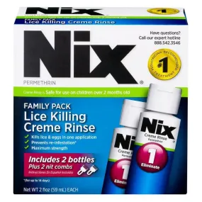 Nix Family Sized Lice Killing Treatment Kit with 2 Bottles and 2 Nit Combs