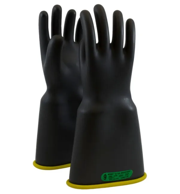 NOVAX Rubber Gloves, Class 3 16" Bell Cuff B/Y