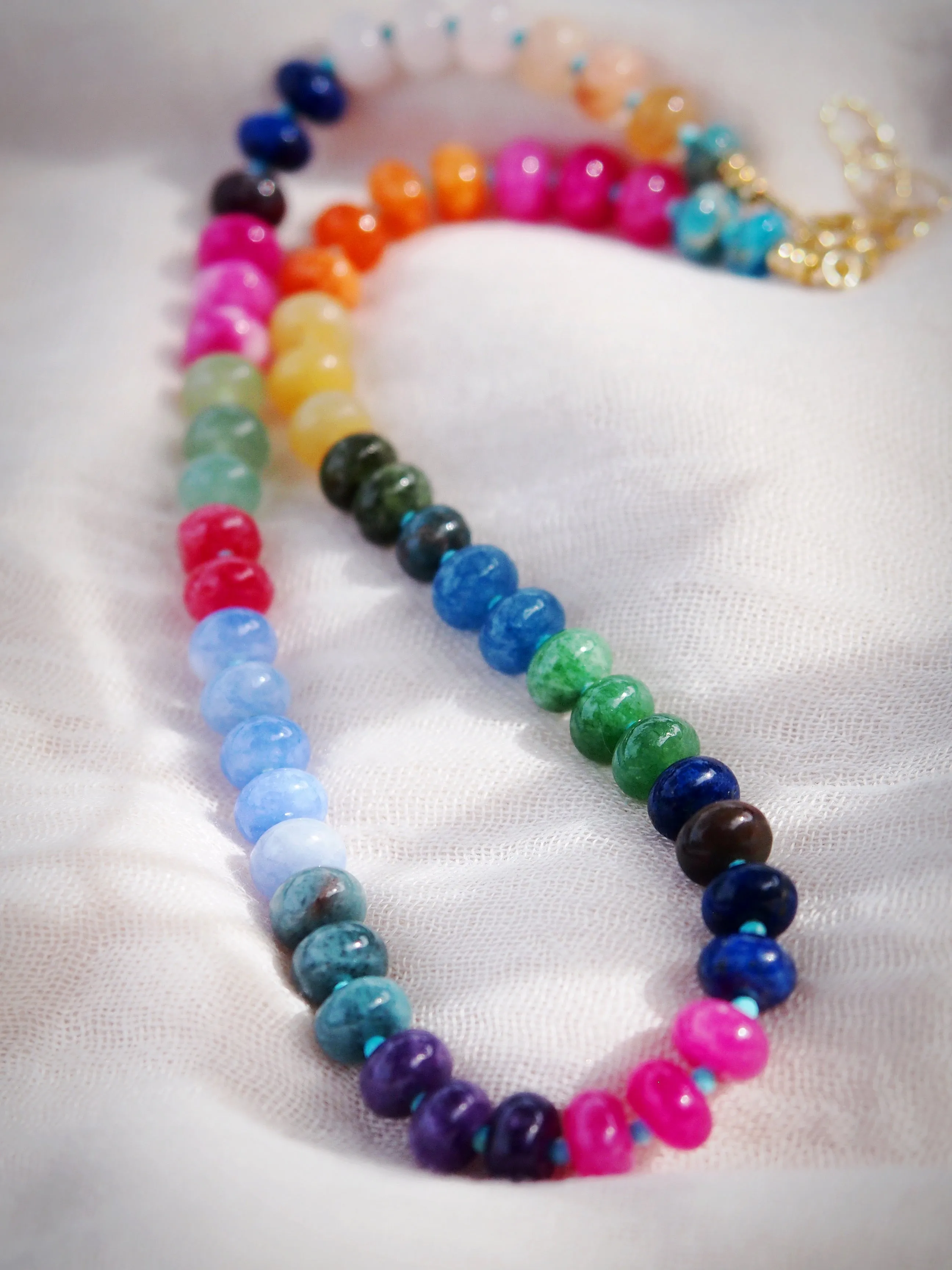 One of a Kind Rainbow Gemstone Necklace - Leilani