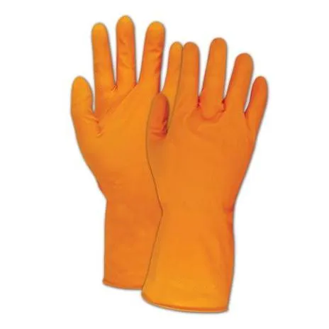 Orange Rubber Gloves, Heavy-Duty