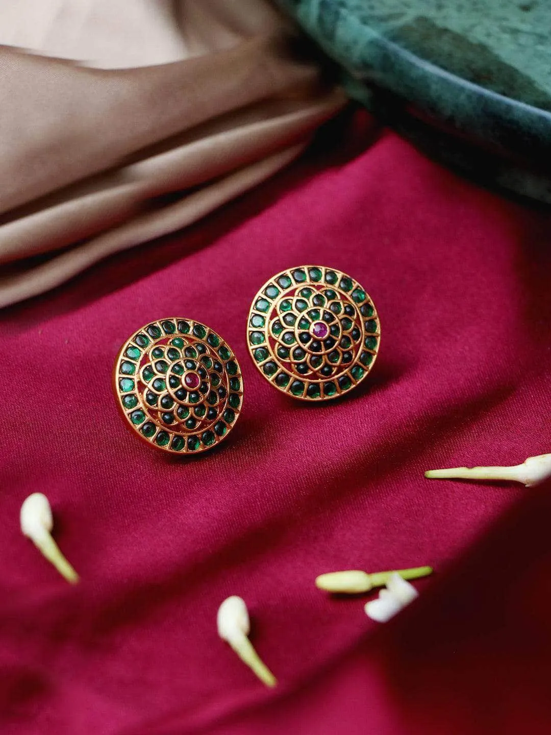 Orginal Kempu Green Floral Stud