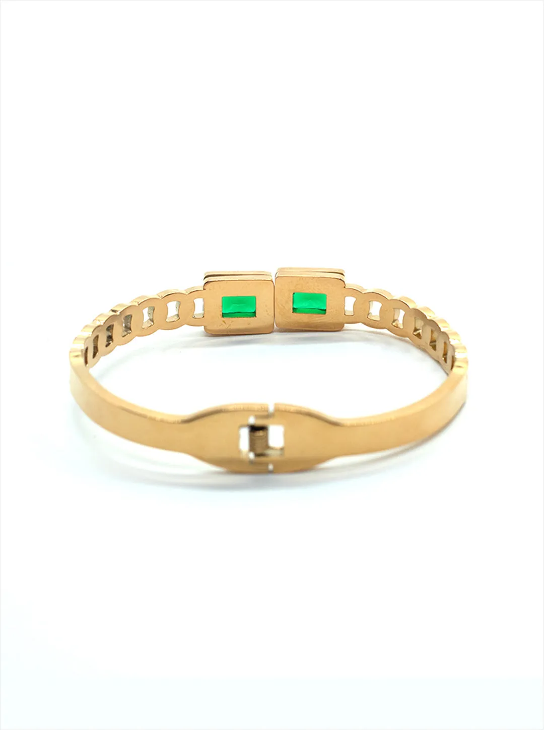 Ornaio 18K Gold Plated Waterproof Emerald Cuff Bracelet