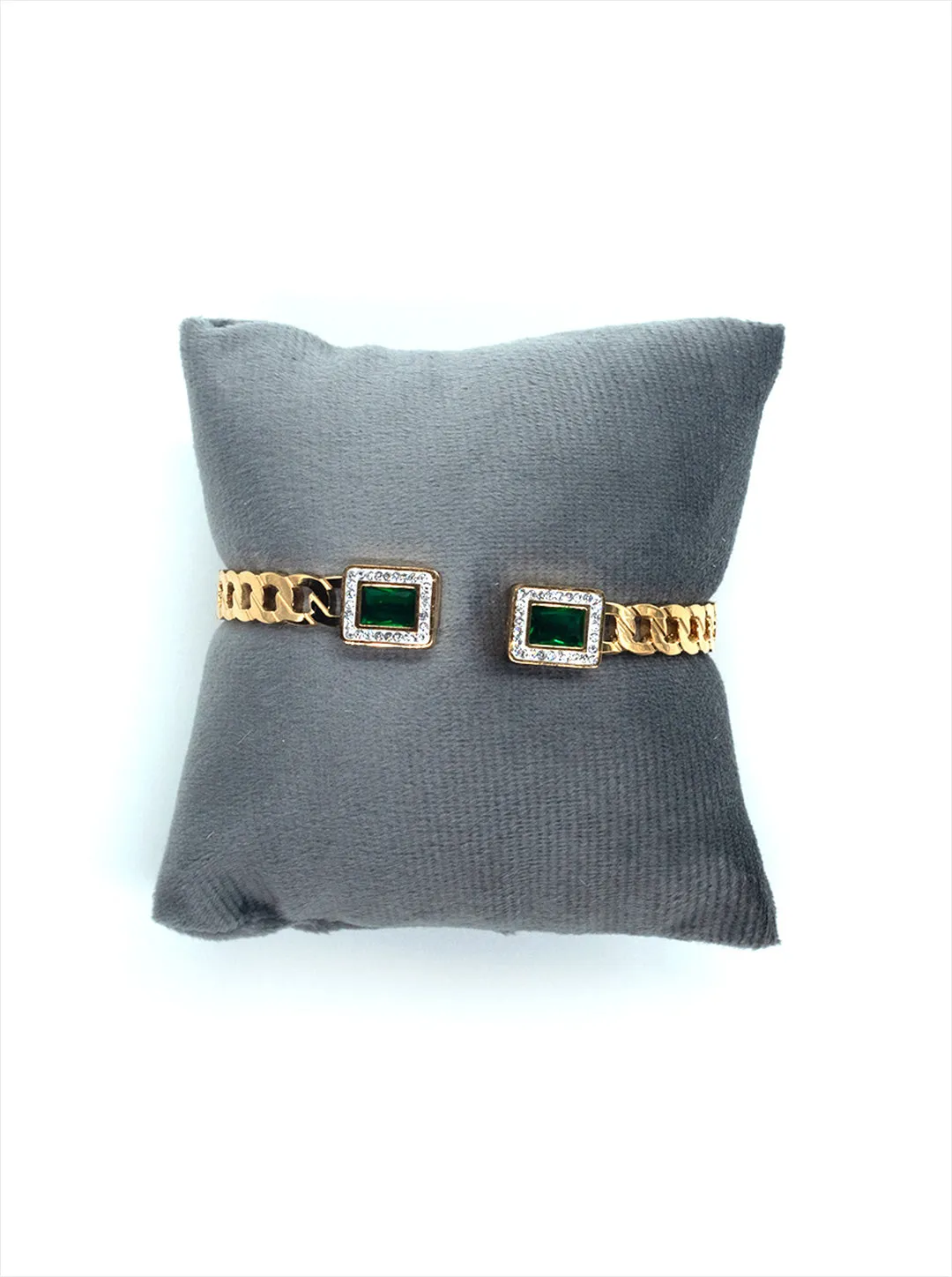 Ornaio 18K Gold Plated Waterproof Emerald Cuff Bracelet