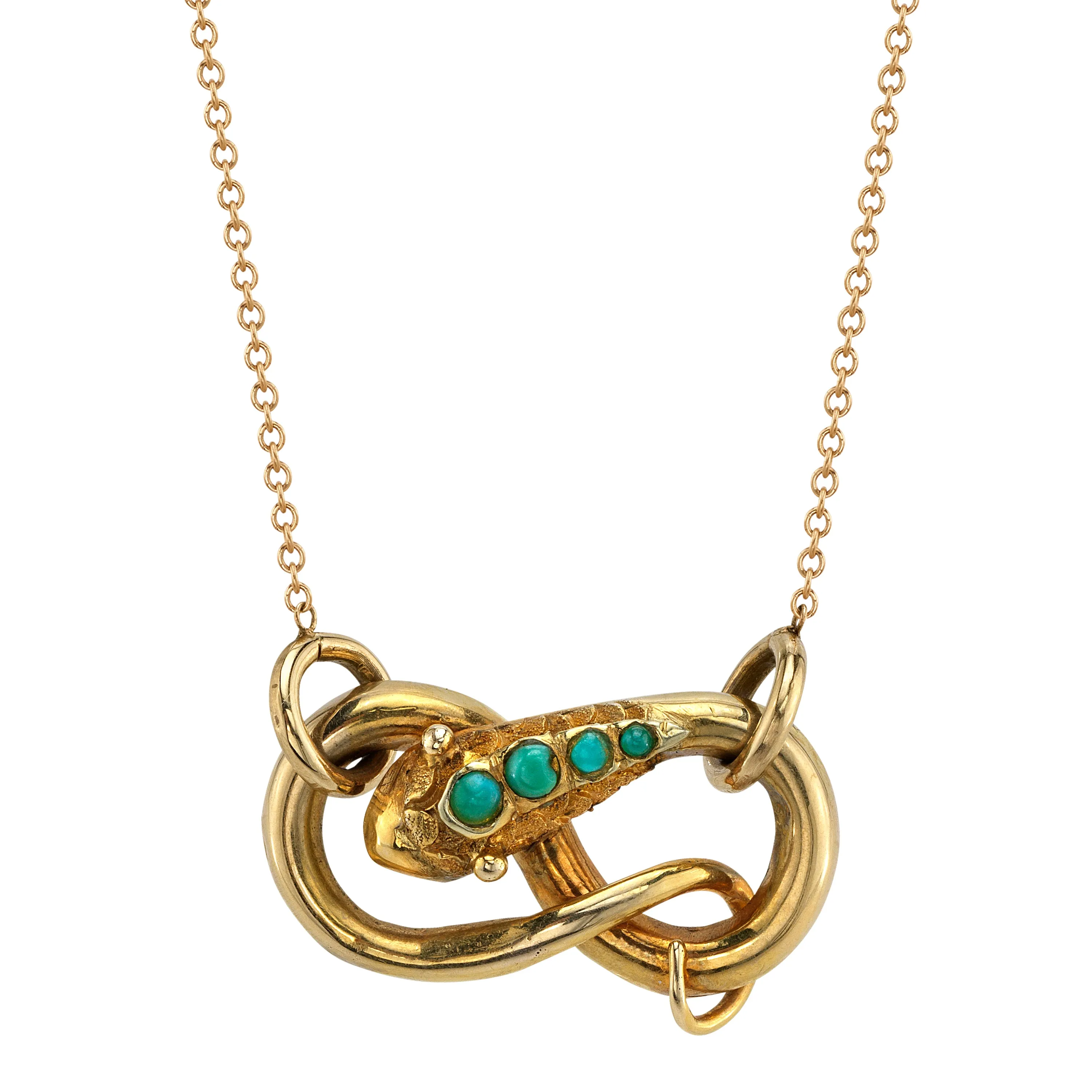 Ouroboros Snake Necklace with Turquoise