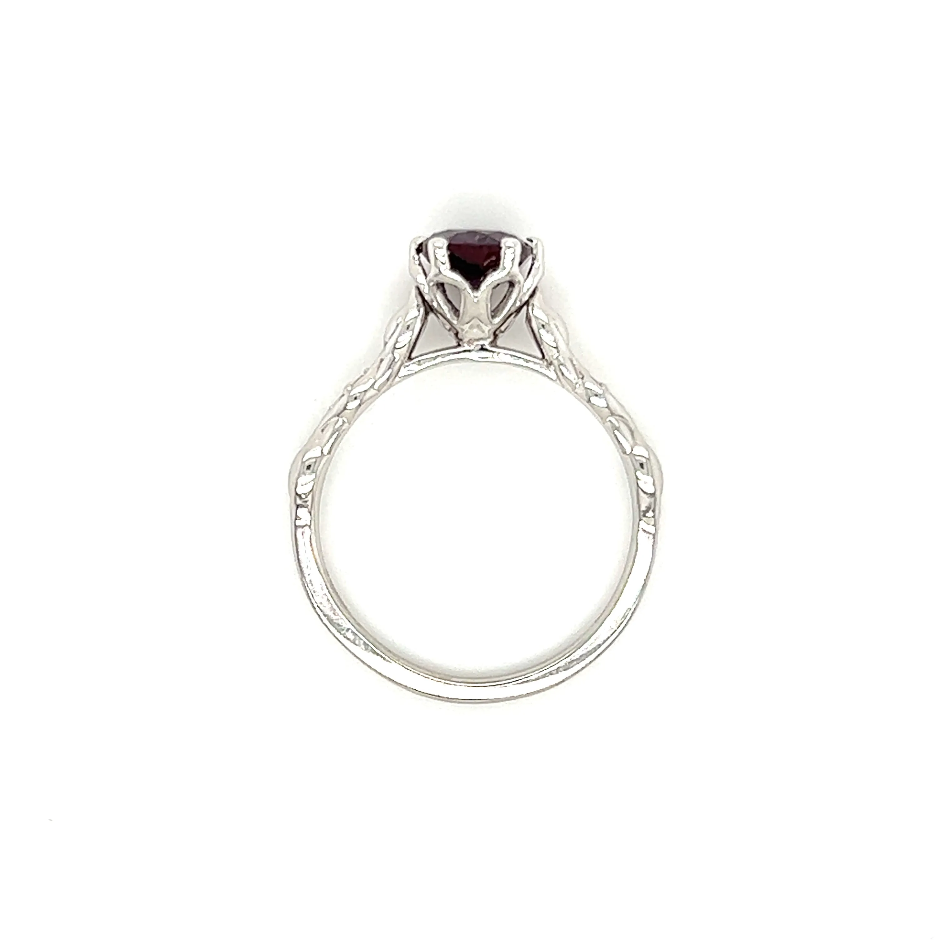 Oval Alexandrite Ring with Four Side Diamonds in 10k White Gold