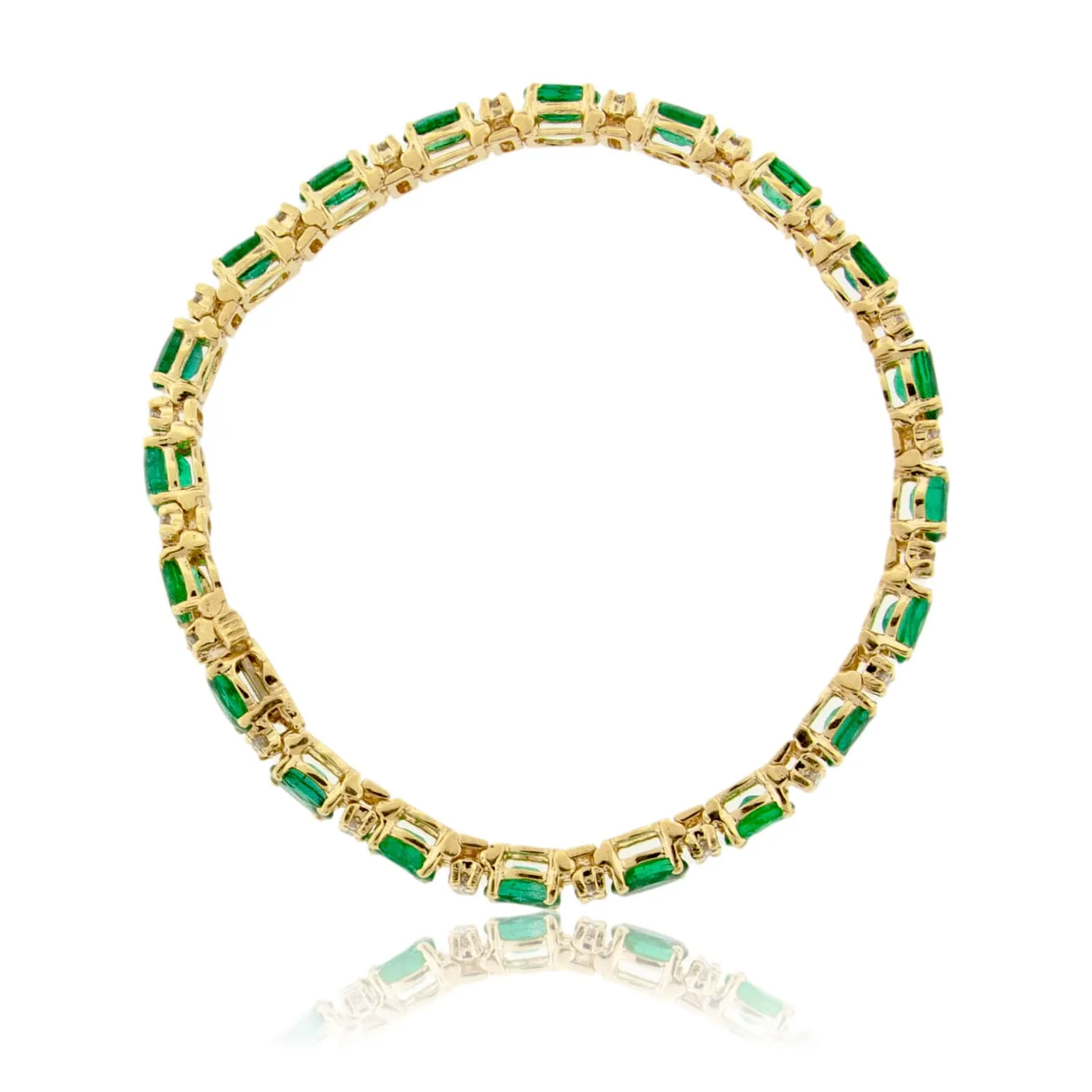 Oval-Cut Emerald & Diamond Yellow Gold Bracelet