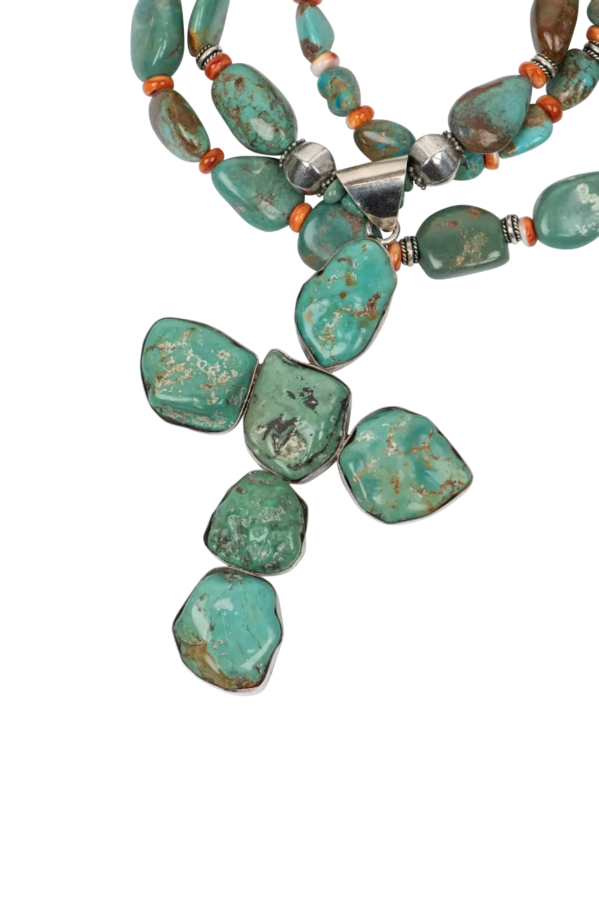 Paige Wallace Turquoise Nugget Cross Necklace