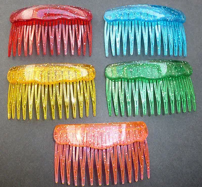 Pair of Very Sparkly Very Bright 1980s Haircombs - Choice of 5 colours