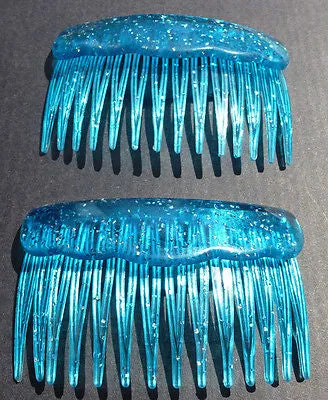 Pair of Very Sparkly Very Bright 1980s Haircombs - Choice of 5 colours