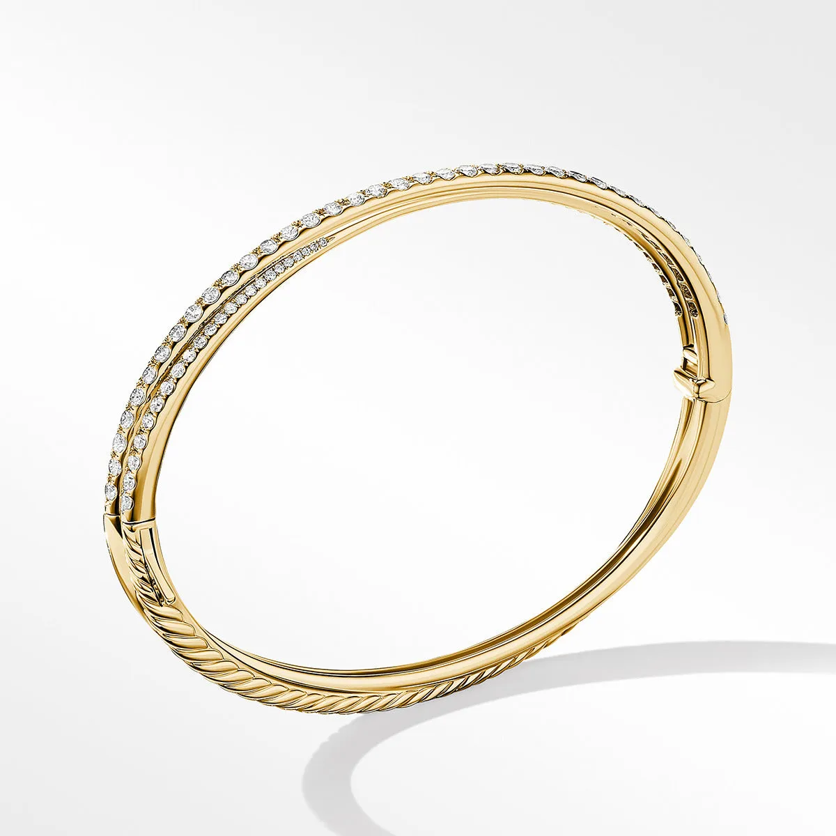 Pave Crossover Two-Row Bracelet in 18K Yellow Gold with Diamonds