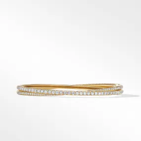 Pave Crossover Two-Row Bracelet in 18K Yellow Gold with Diamonds