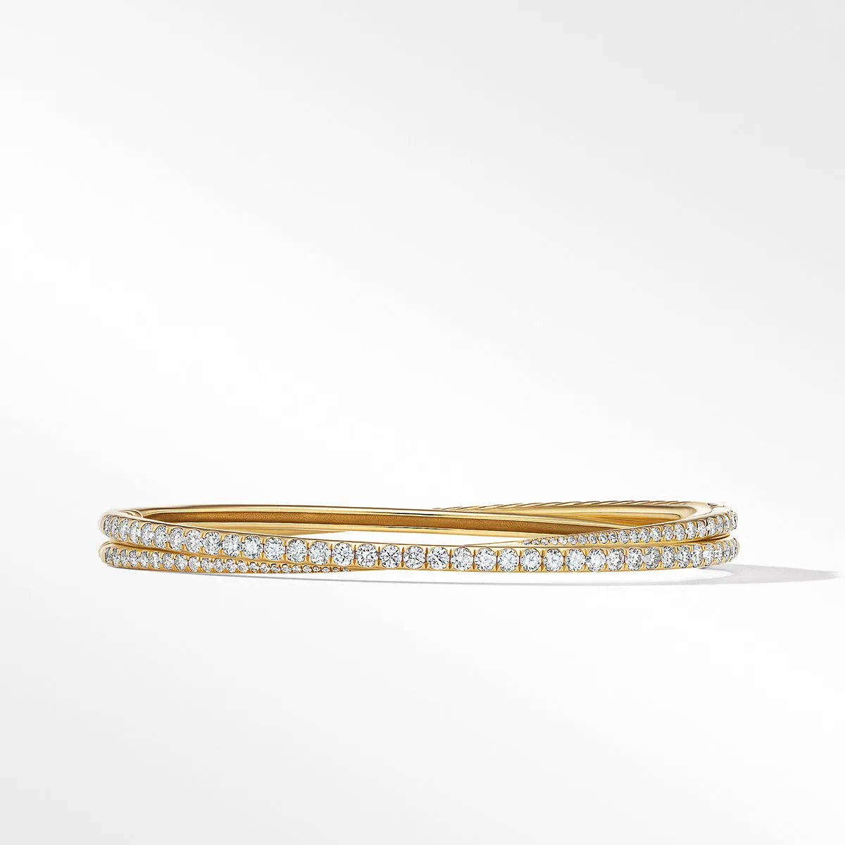 Pave Crossover Two-Row Bracelet in 18K Yellow Gold with Diamonds