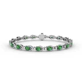 Pear-Shaped Emerald and Diamond Bracelet