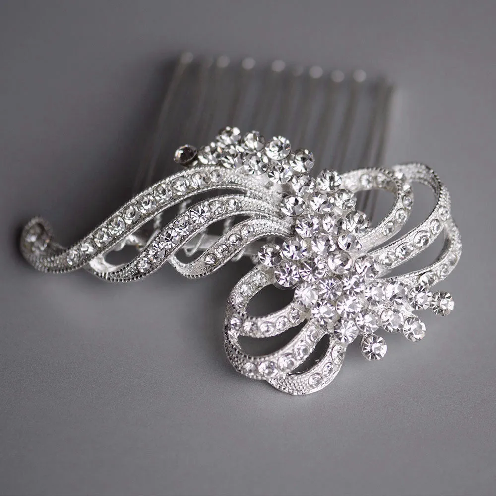 Petite Leaf Rhinestone Silver Bridal Headpiece, Wedding Comb, Brides, Bridesmaids