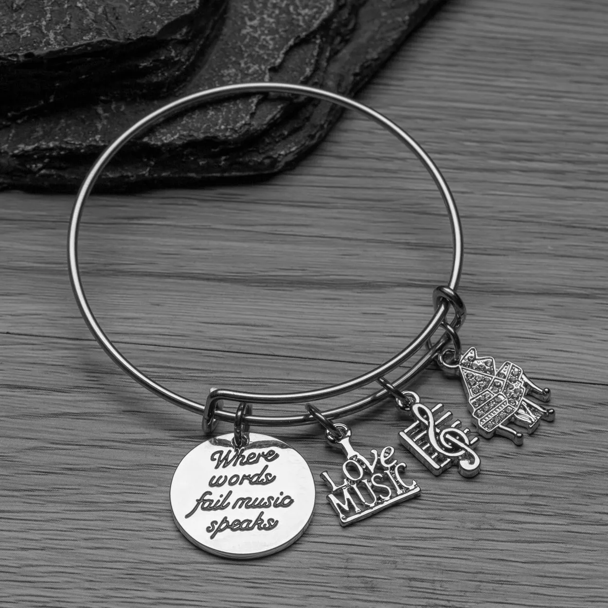 Piano Bracelet - Where Words Fail Music Speaks Bangle