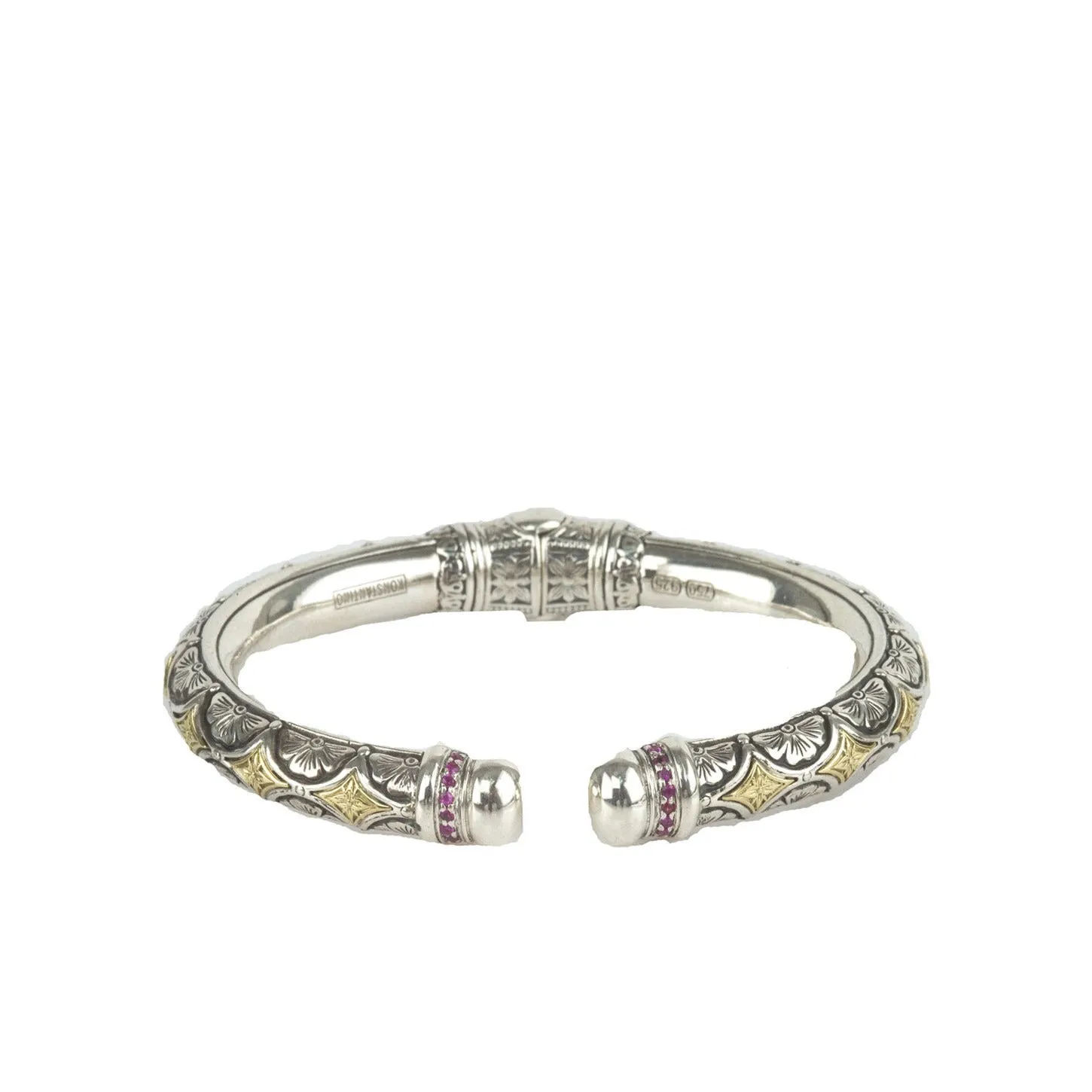 Pink Sapphire Hinged Open Bracelet