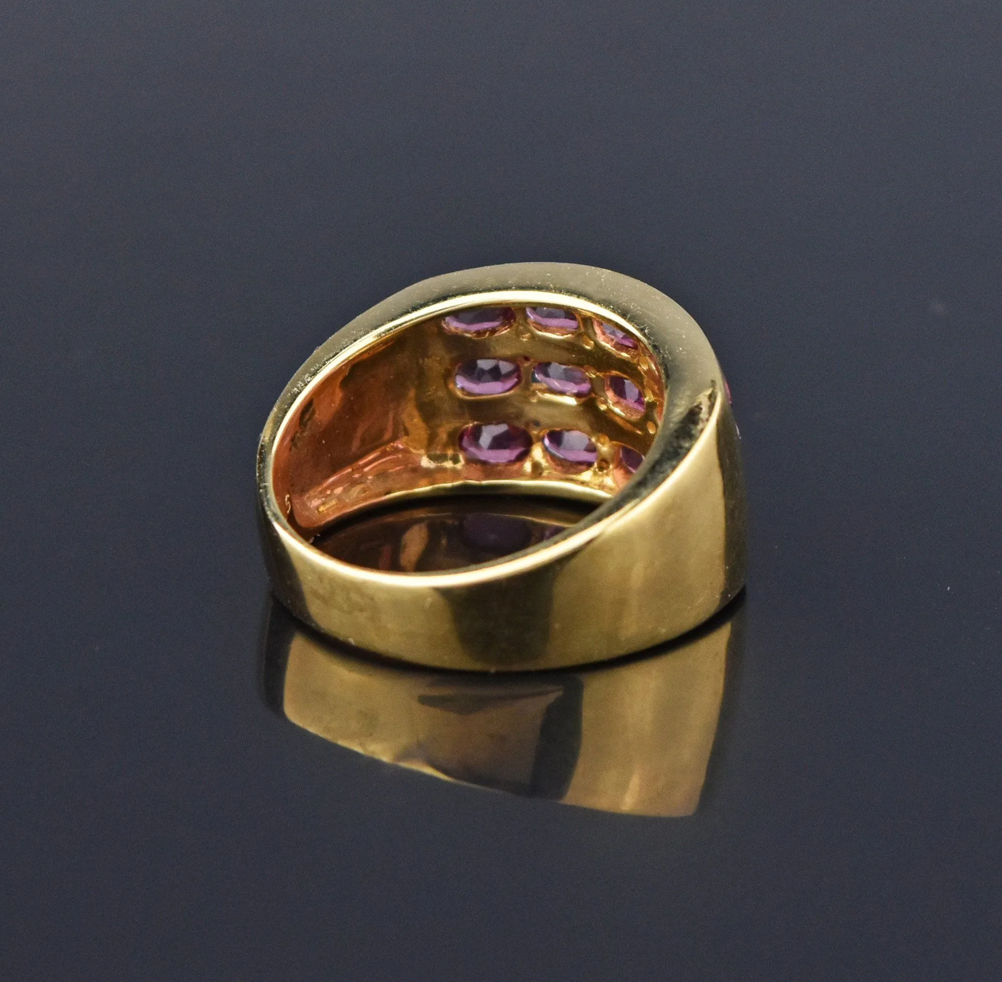 Pink Tourmaline Heavy 14K Gold Cigar Band Ring