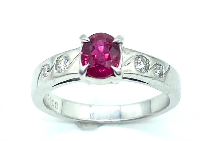 Platinum Ruby and Diamond Ring