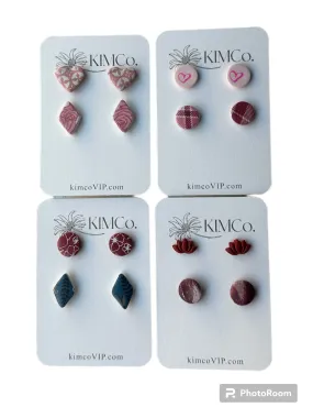 Polymer Clay Stud Earrings - Set of 2 - 4 Color Options