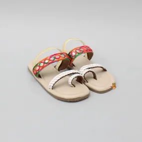 Pre Order: Faux Mirror Work Braided Kolhapuri Flats