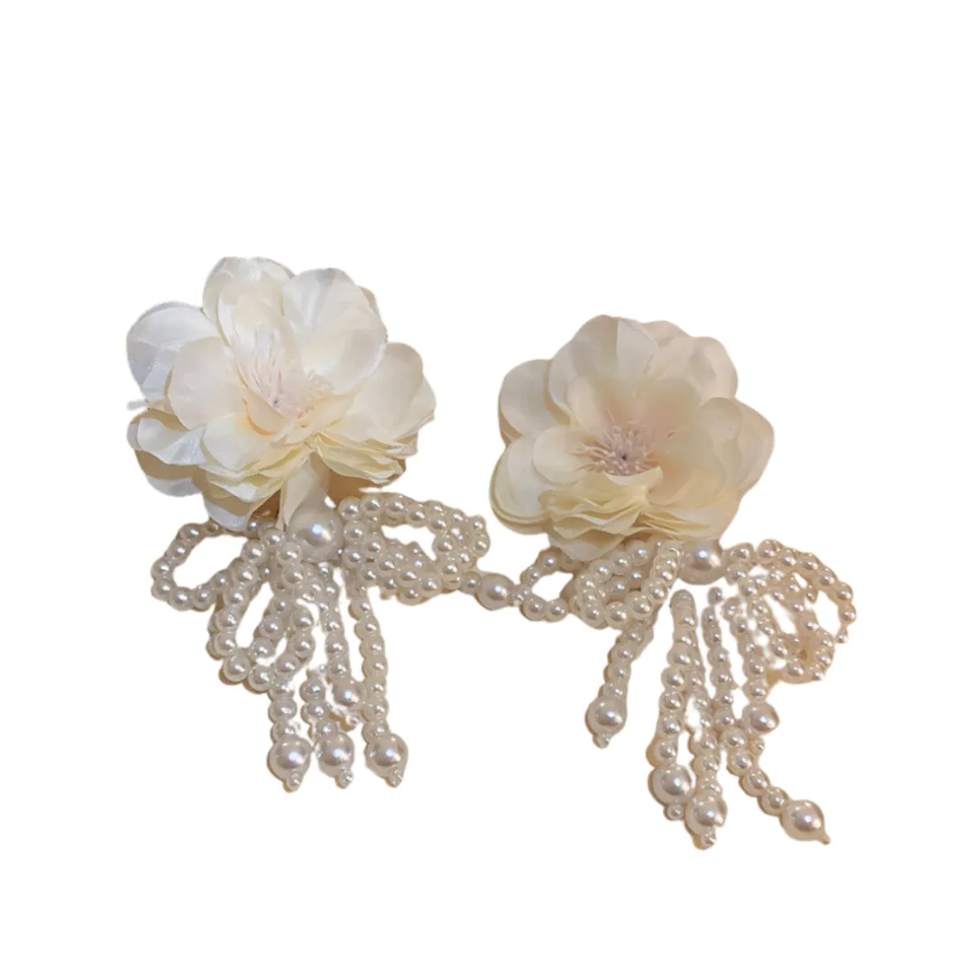 Pre Order:  Flower Pearl Butterfly Knot Tassel Bohemian Earrings