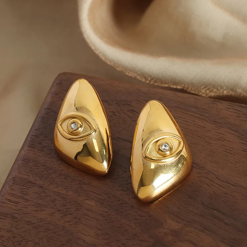 Pre Order:  Geometric Eye Titanium Steel Earrings