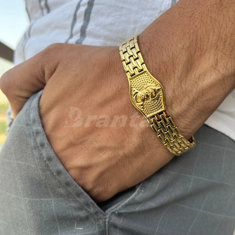 Premium Hanuman Gold Bracelet For Men (8 Inch)