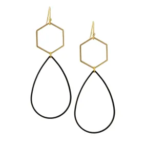 "Le Contour" Gold & Matte Black Drop Earrings