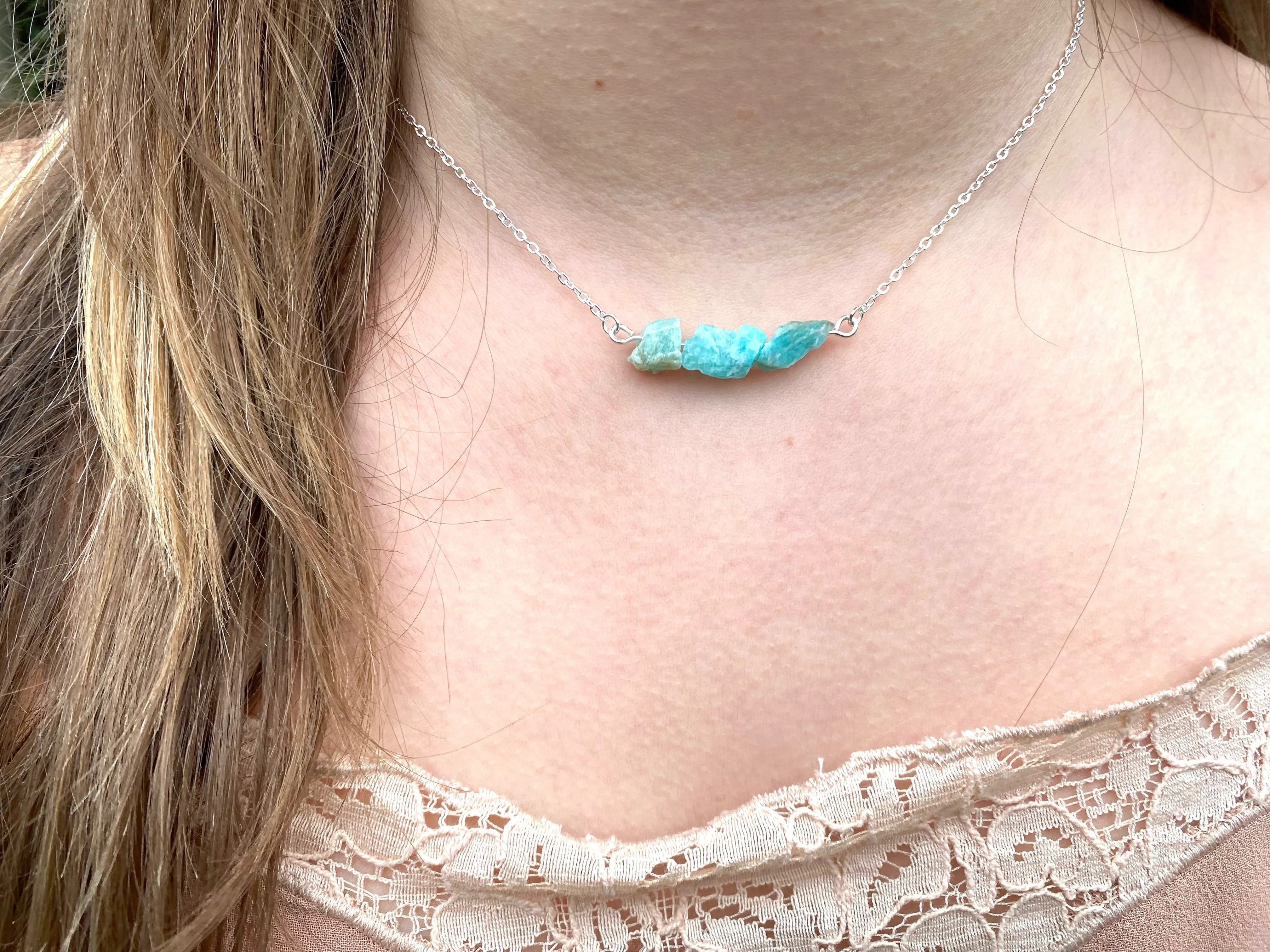 Raw Crystal Necklace - Dainty Adjustable Choker Necklace