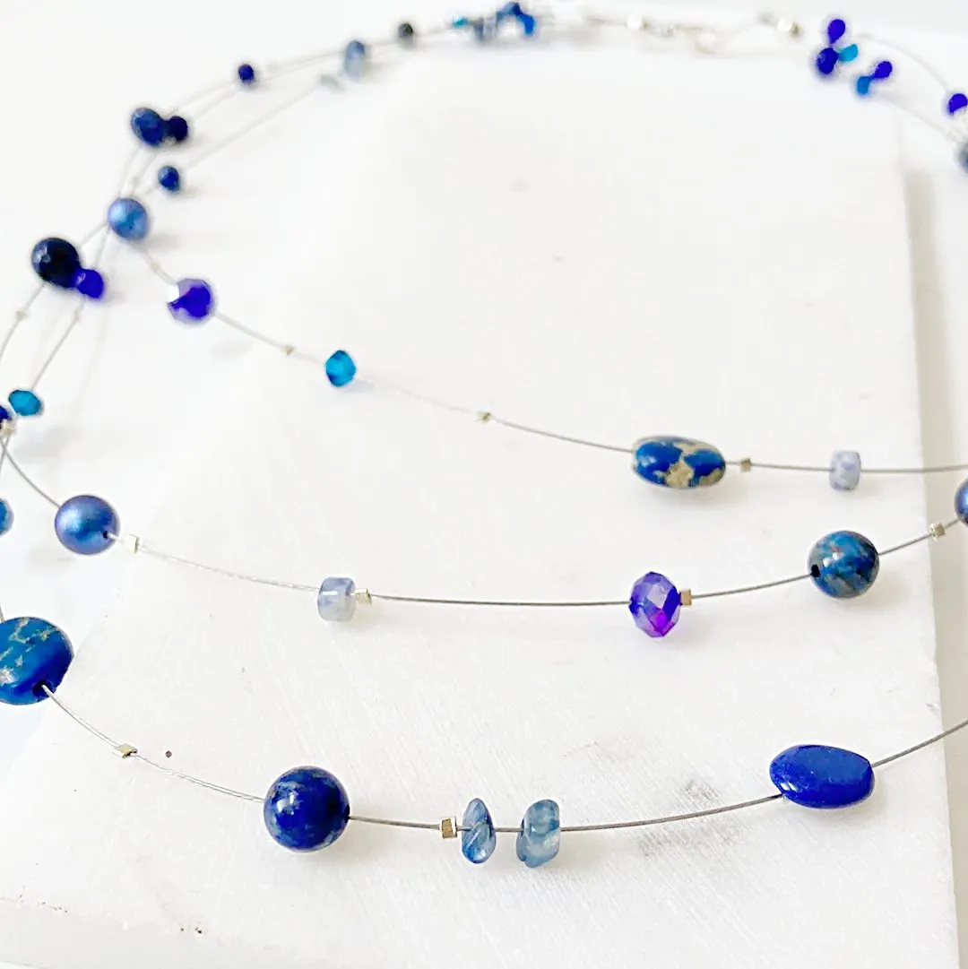 Real Gemstone Floating Galaxy Necklace-