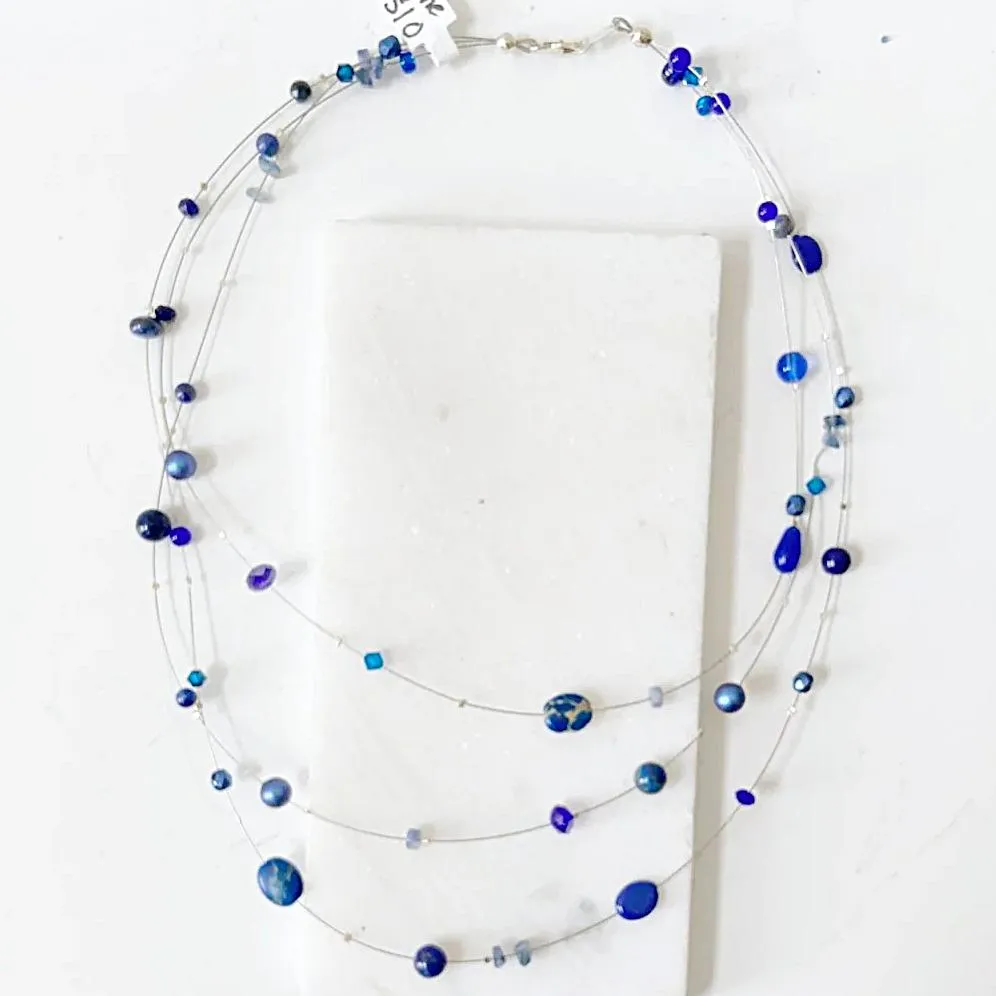 Real Gemstone Floating Galaxy Necklace-