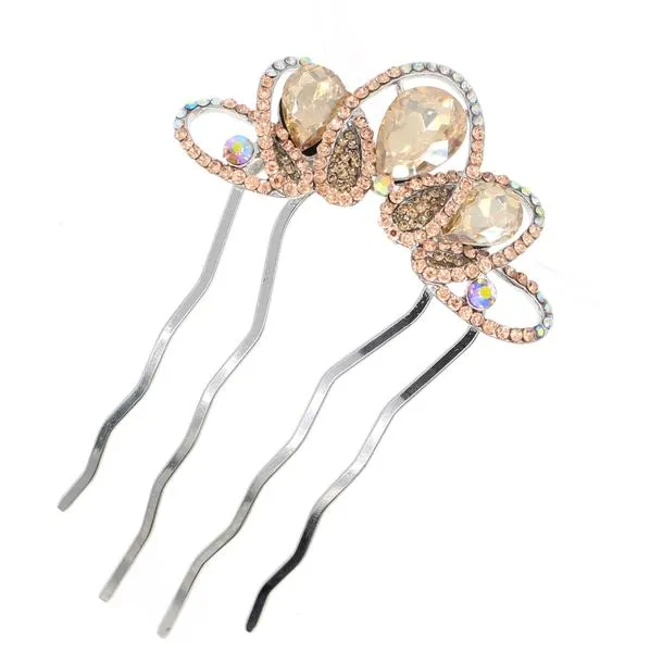 Rhinestone French Twist Up-do Comb with Large Teardrops