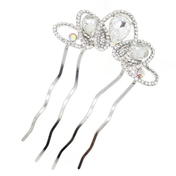 Rhinestone French Twist Up-do Comb with Large Teardrops