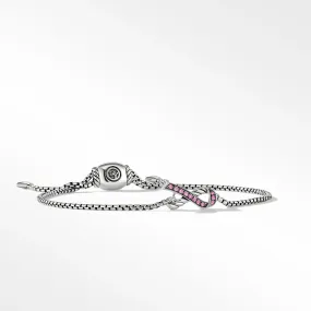 Ribbon Chain Bracelet in Sterling Silver with Pave Pink Sapphires