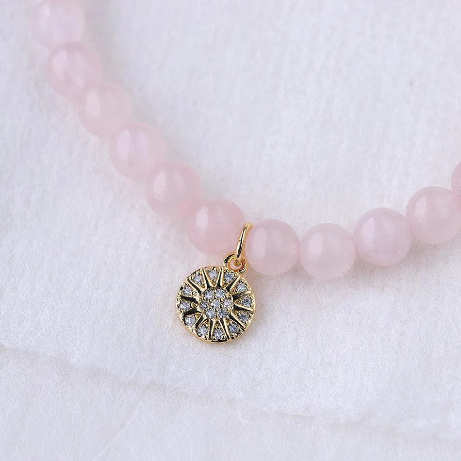 Rose Quartz Bracelet with Celestial Charm