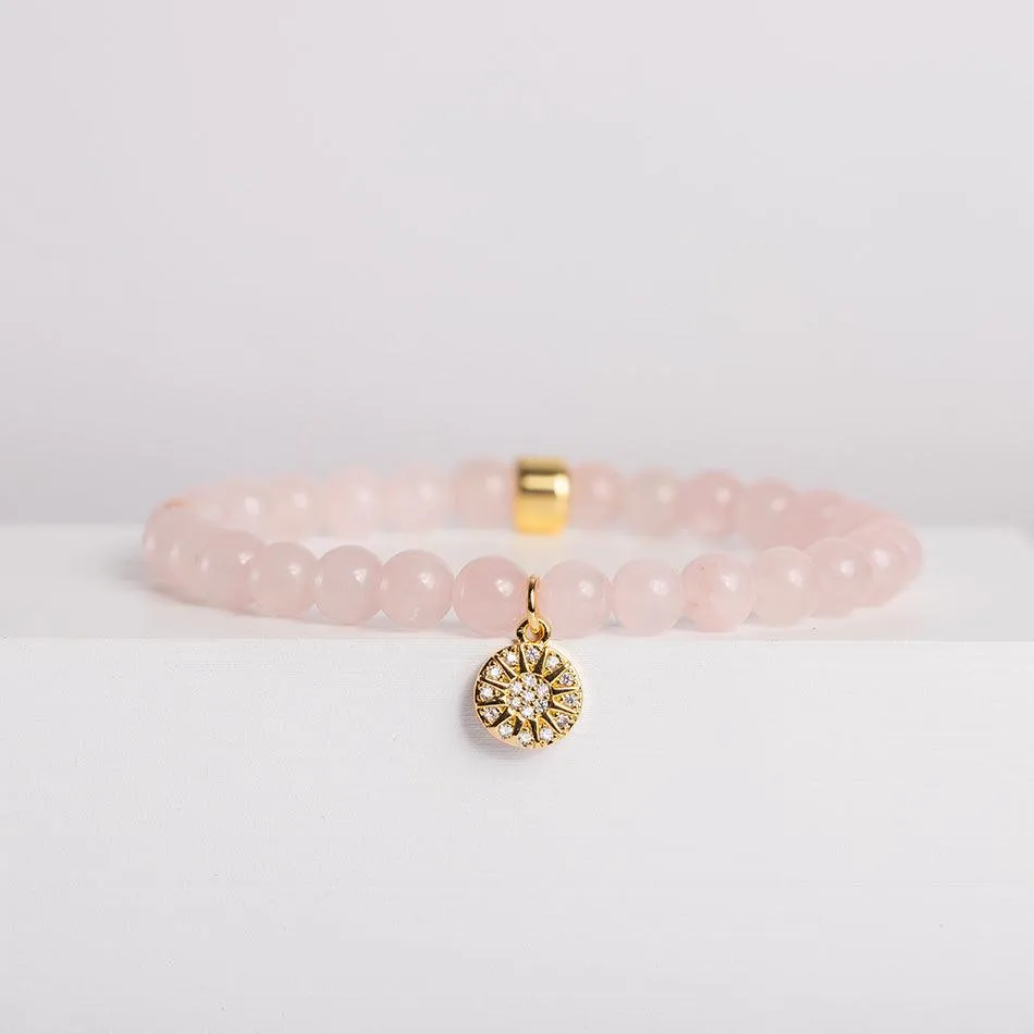 Rose Quartz Bracelet with Celestial Charm