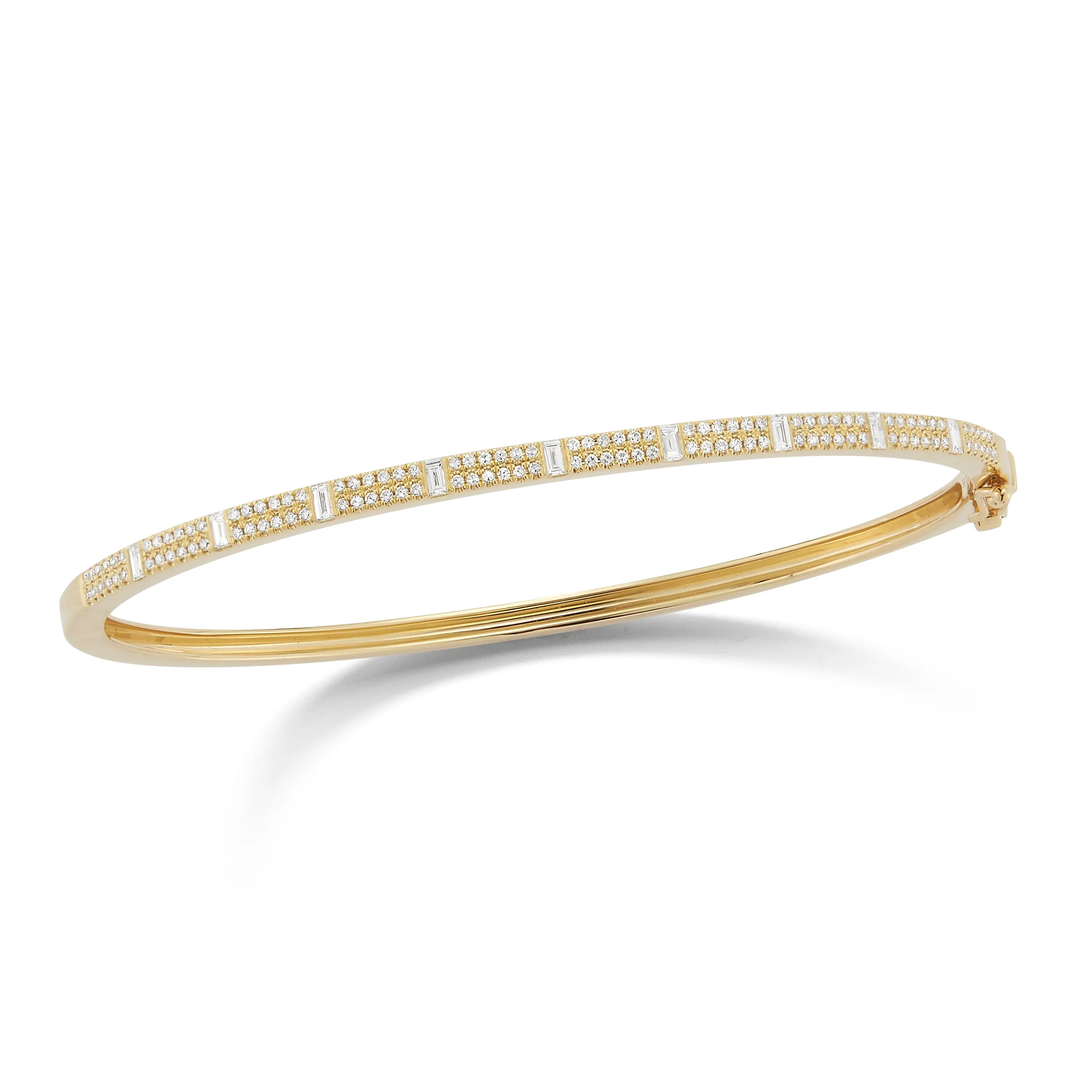 Round & Baguette Diamond Bangle Bracelet