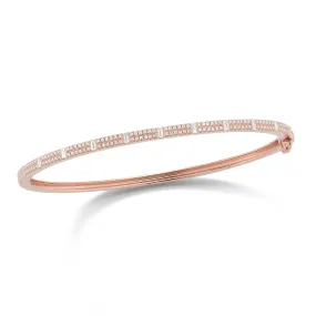 Round & Baguette Diamond Bangle Bracelet