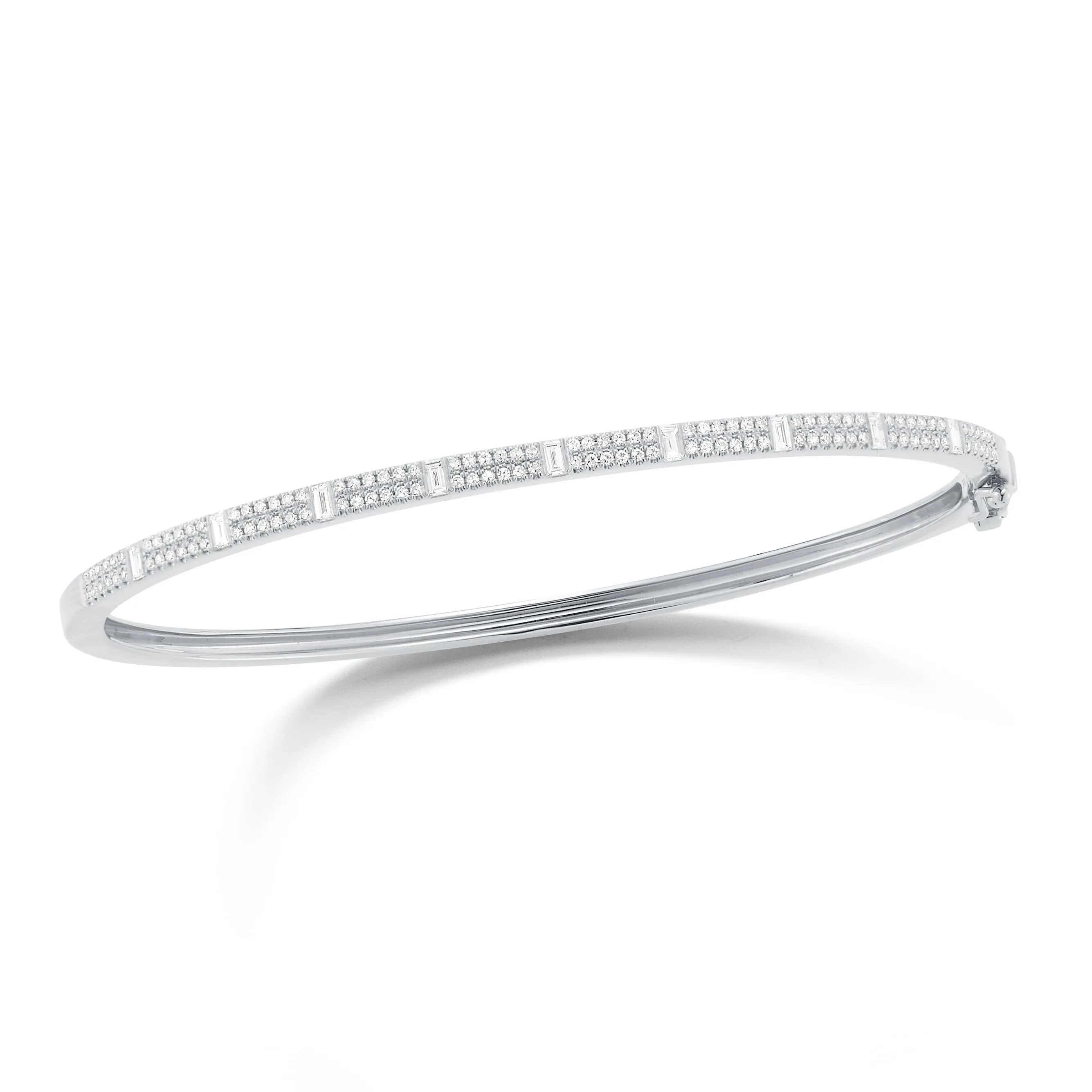 Round & Baguette Diamond Bangle Bracelet